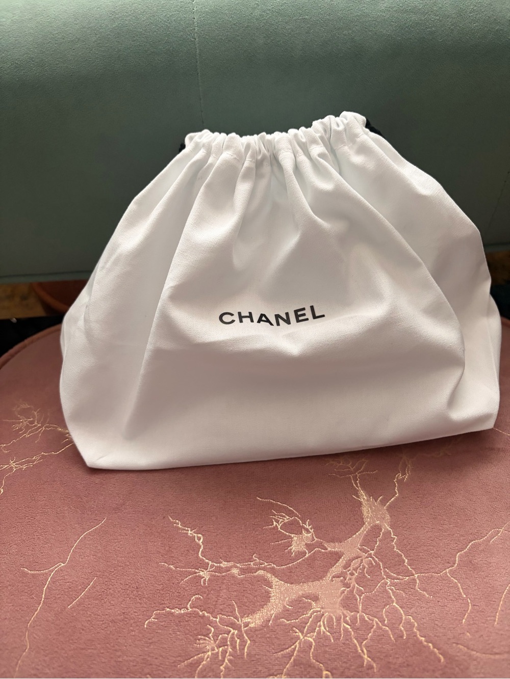 CHANEL White Drawstring Duster Bag